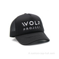 Cappello in maglia in schiuma ricamato nero personalizzato